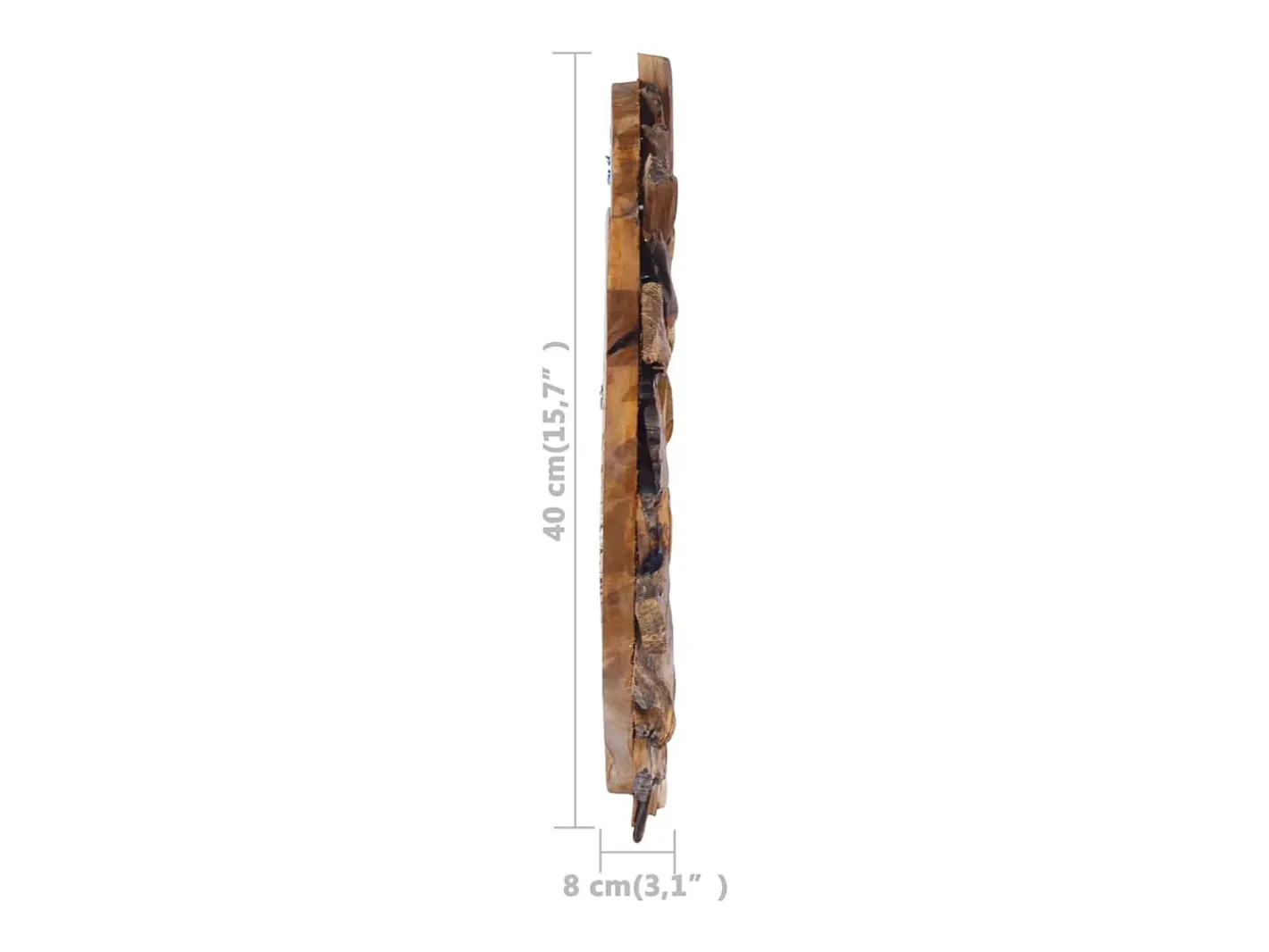 Espejo De Pared|Espejo-Espejo de pared redondo de teca de 40 cm Marru00f3n