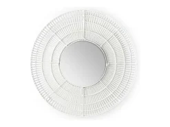 Les Tendances Espejo de pared redondo de mimbre Gaell D 90 cm Blanco Clearance
