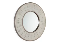 Les Tendances Espejo De Pared|Espejo-Espejo de pared redondo de madera blanca antigua TANUZ – Ø 80 cm Blanco