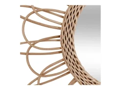 Atmosphera Espejo de pared redondo Flor en ratán 56 cm con espejo central de 23,5 cm para fijar en la pared Beige New