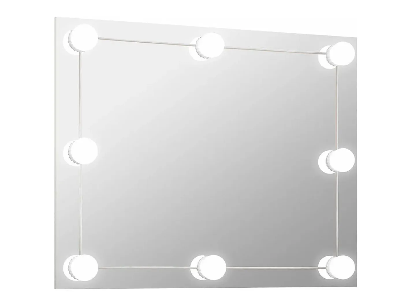 Espejo De Pared|Espejo-Espejo de pared sin marco con luces LED de cristal rectangular Plateado