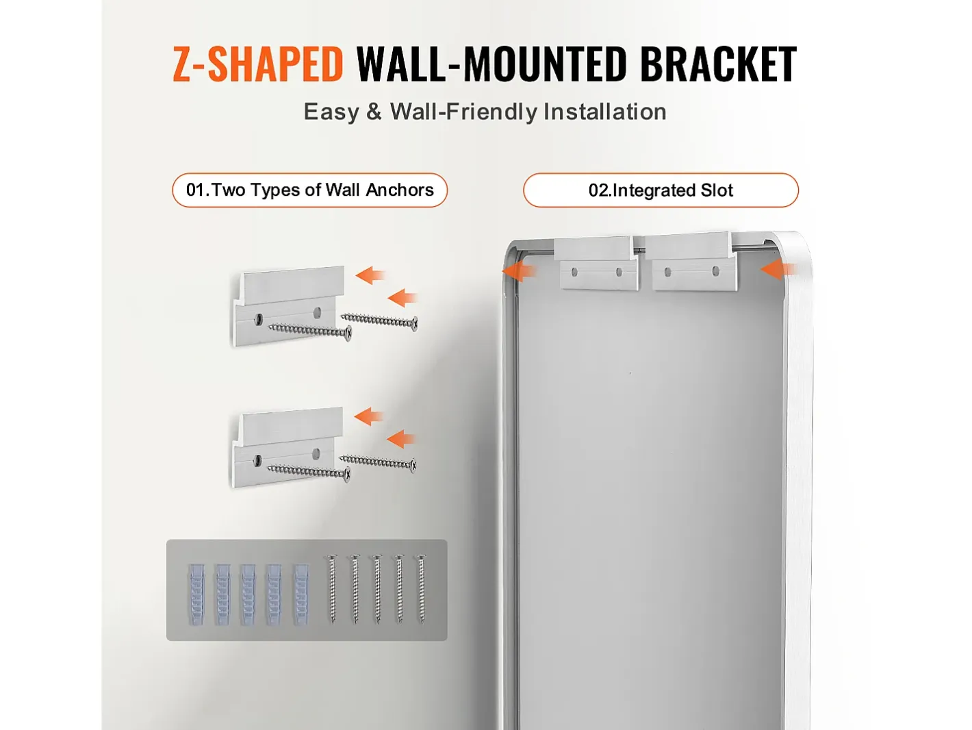 Espejo De Pared|Espejo-Espejo de Pared SucceBuy, 91,5 x 91,5 cm, Plata, Espejo Resistente a Rayones con Soporte en Forma de Z, con Contornos en Aleación de Aluminio Plateado