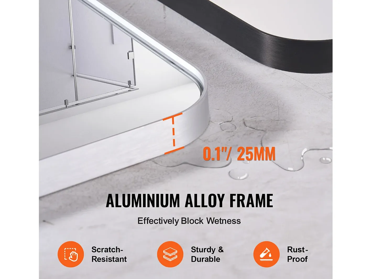 Espejo De Pared|Espejo-Espejo de Pared SucceBuy, 91,5 x 91,5 cm, Plata, Espejo Resistente a Rayones con Soporte en Forma de Z, con Contornos en Aleación de Aluminio Plateado