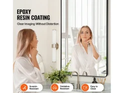 Espejo de Pared SucceBuy, 71,1 x 152,4 cm, , Contornos en Aleación de Aluminio, con Soporte en Forma de Z para Baño Negro Clearance