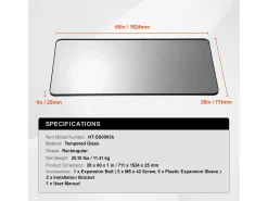 Espejo de Pared SucceBuy, 71,1 x 152,4 cm, , Contornos en Aleación de Aluminio, con Soporte en Forma de Z para Baño Negro Clearance