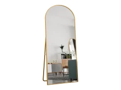 Espejo-Espejo de pie - Marco de metal - 180 x 80 cm - Arqueado - Para salón o vestidor - Dorado