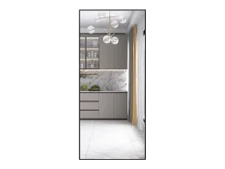 Outlet Espejo de pie - Marco de metal - 180 x 80 cm - Rectangular - Para salón o vestidor - Negro