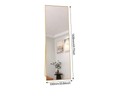 Online Espejo de pie - Marco de metal - 162 x 53 cm - Ángulo de inclinación ajustable - Para salón o vestidor Dorado