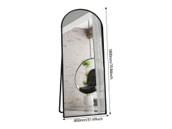 Espejo de pie - Marco de metal - 180 x 80 cm - curvo - para salón o vestidor - Negro Online