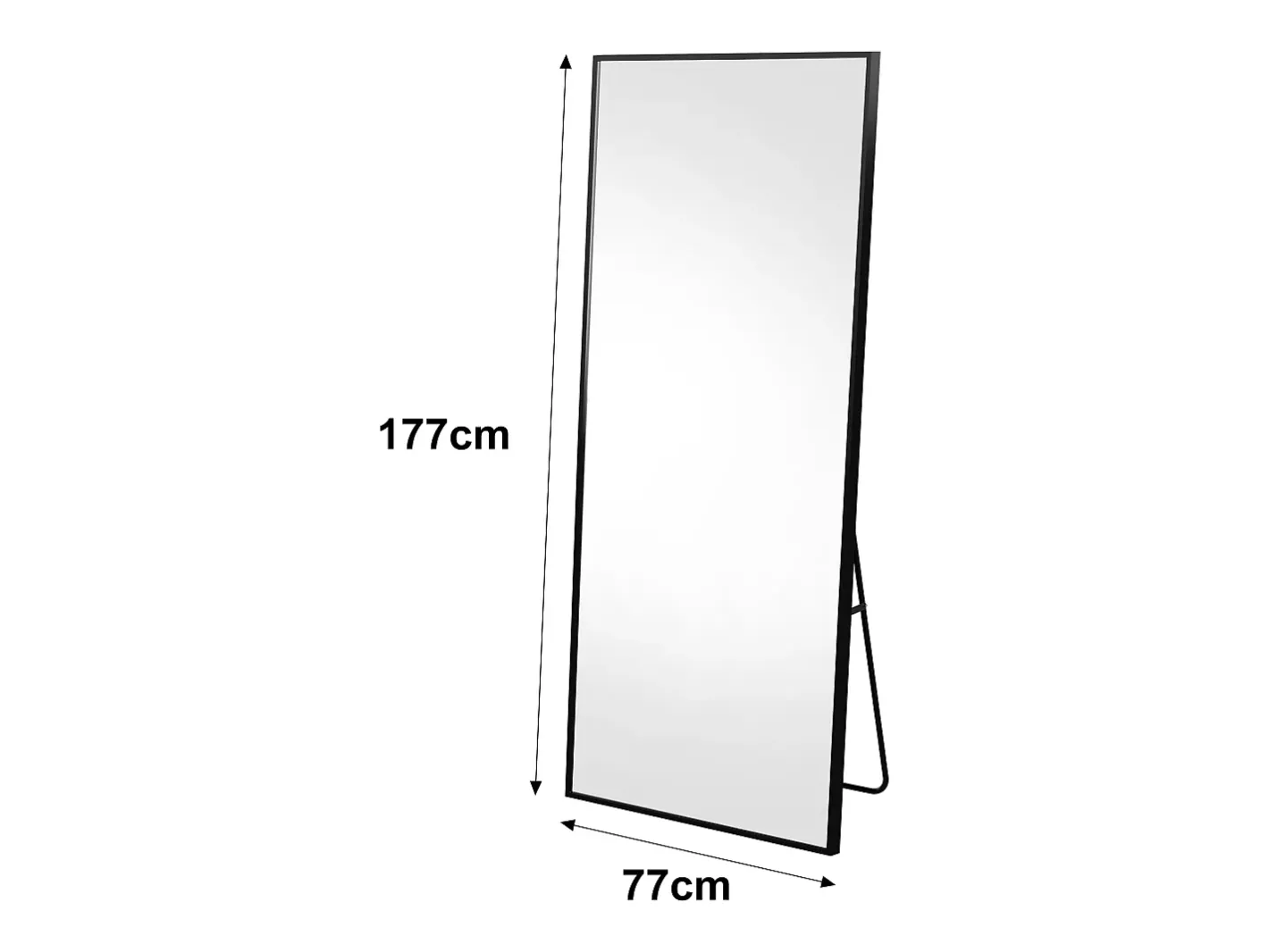 Hot Espejo de pie 177 x 77 cm - se puede colgar o colocar contra la pared - espejo de pie grande - Negro