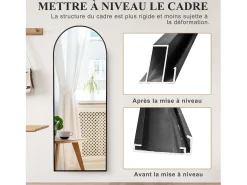 Espejo de pie arqueado 164×54 cm con marco – Diseño elegante y vintage, versátil (colgar o colocar) Negro Sale