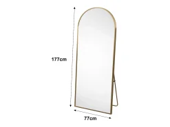 Espejo de pie arqueado 177×77 cm con marco – Diseño elegante y vintage, versátil (colgar o colocar) Dorado Clearance
