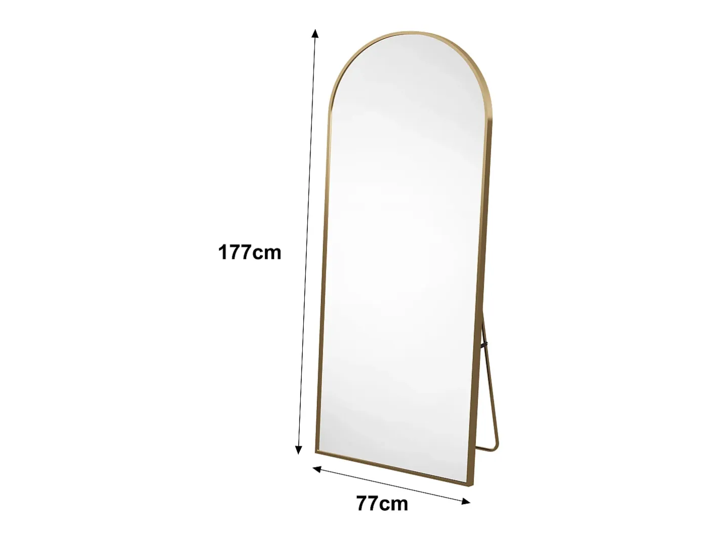Espejo de pie arqueado 177×77 cm con marco – Diseño elegante y vintage, versátil (colgar o colocar) Dorado Clearance