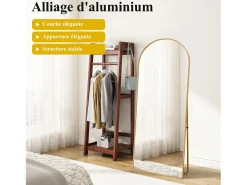 Hot Espejo de pie arqueado 164×54 cm con marco – Diseño elegante y vintage, versátil (colgar o colocar) Dorado
