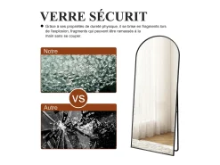 Discount Espejo de pie arqueado 164×54 cm con marco – Diseño elegante y vintage, versátil (colgar o colocar) Negro