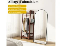 Best Espejo de pie arqueado 177×77 cm con marco – Diseño elegante y vintage, versátil (colgar o colocar) Negro