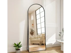 Best Espejo de pie arqueado 177×77 cm con marco – Diseño elegante y vintage, versátil (colgar o colocar) Negro