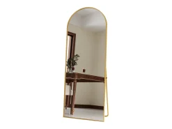 Espejo-Espejo de pie arqueado, 165 x 60 cm, con marco de metal, espejo de cuerpo entero, espejo de pared, para sala de estar o vestidor - Dorado