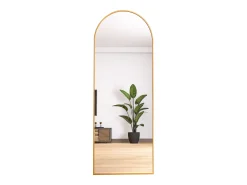 Espejo-Espejo de pie arqueado, 165 x 60 cm, con marco de metal, espejo de cuerpo entero, espejo de pared, para sala de estar o vestidor - Dorado
