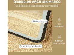 Homcom Espejo de pie Atlantis luz LED ajustable 150x40 cm Negro Discount