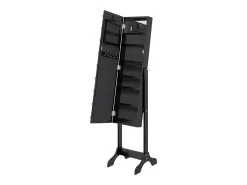 Espejo-Espejo de pie blanco con LED 34x37x146 cm Negro