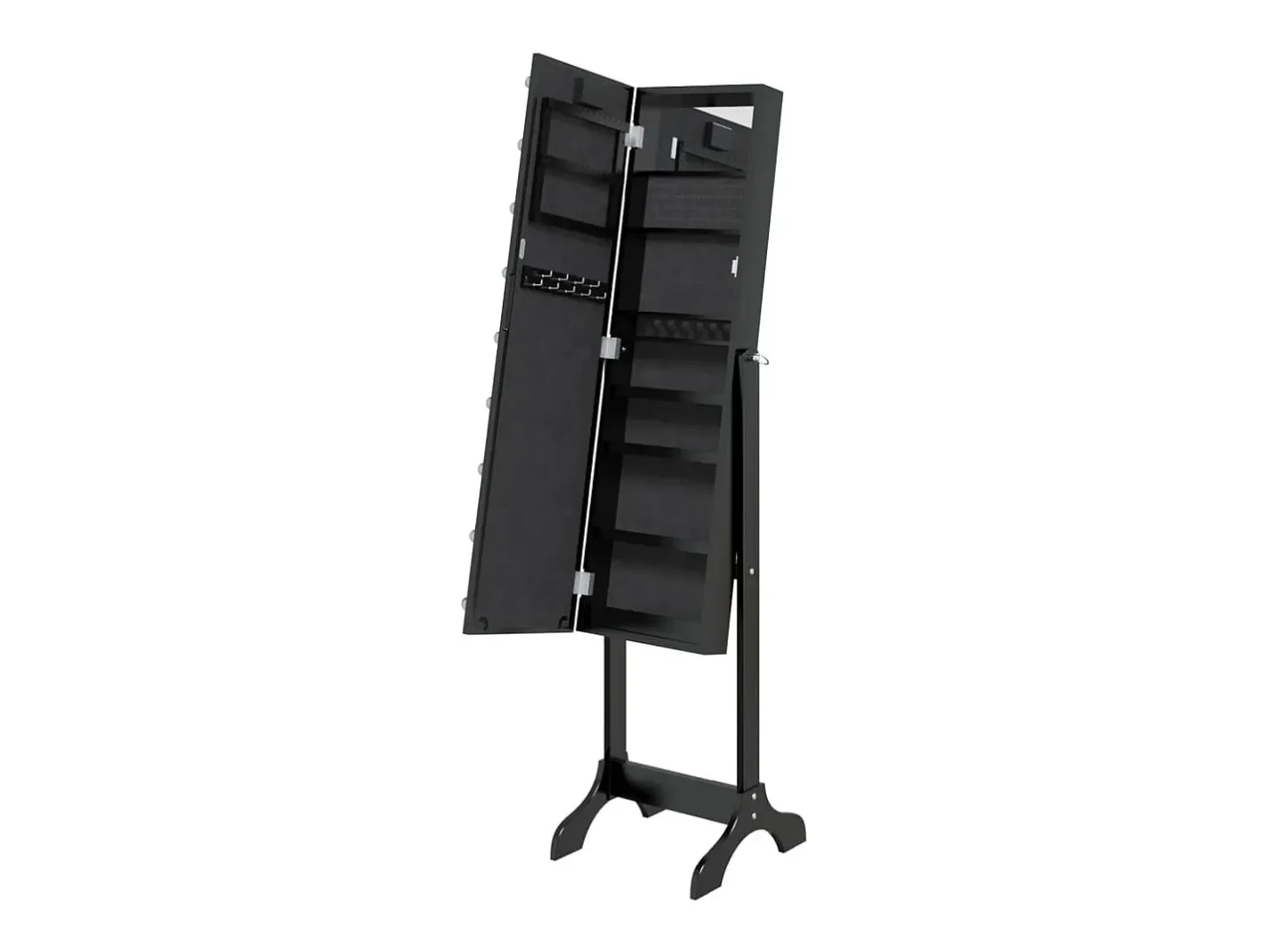 Espejo-Espejo de pie blanco con LED 34x37x146 cm Negro