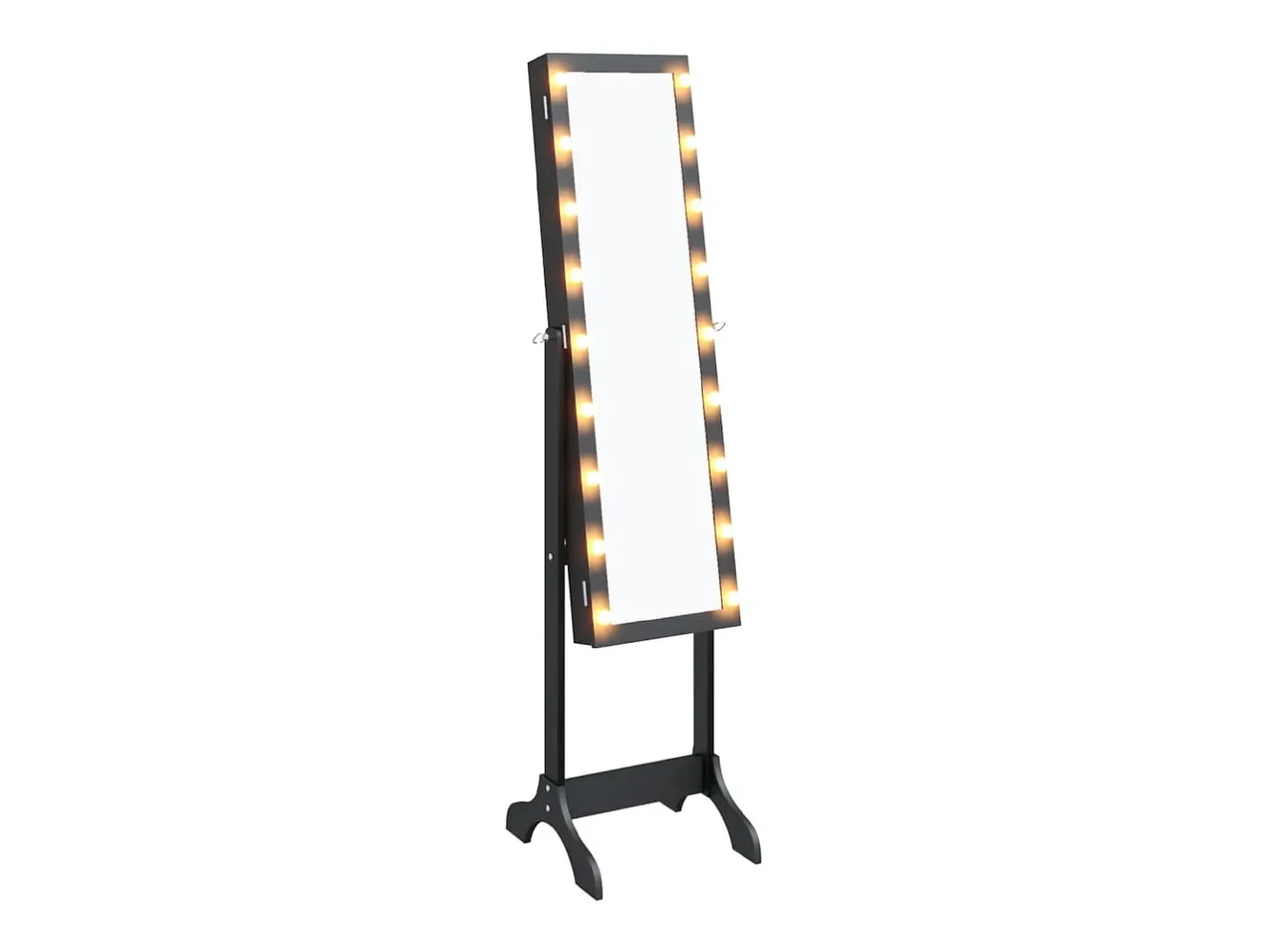 Espejo-Espejo de pie blanco con LED 34x37x146 cm Negro