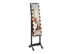 Espejo-Espejo de pie blanco con LED 34x37x146 cm Negro