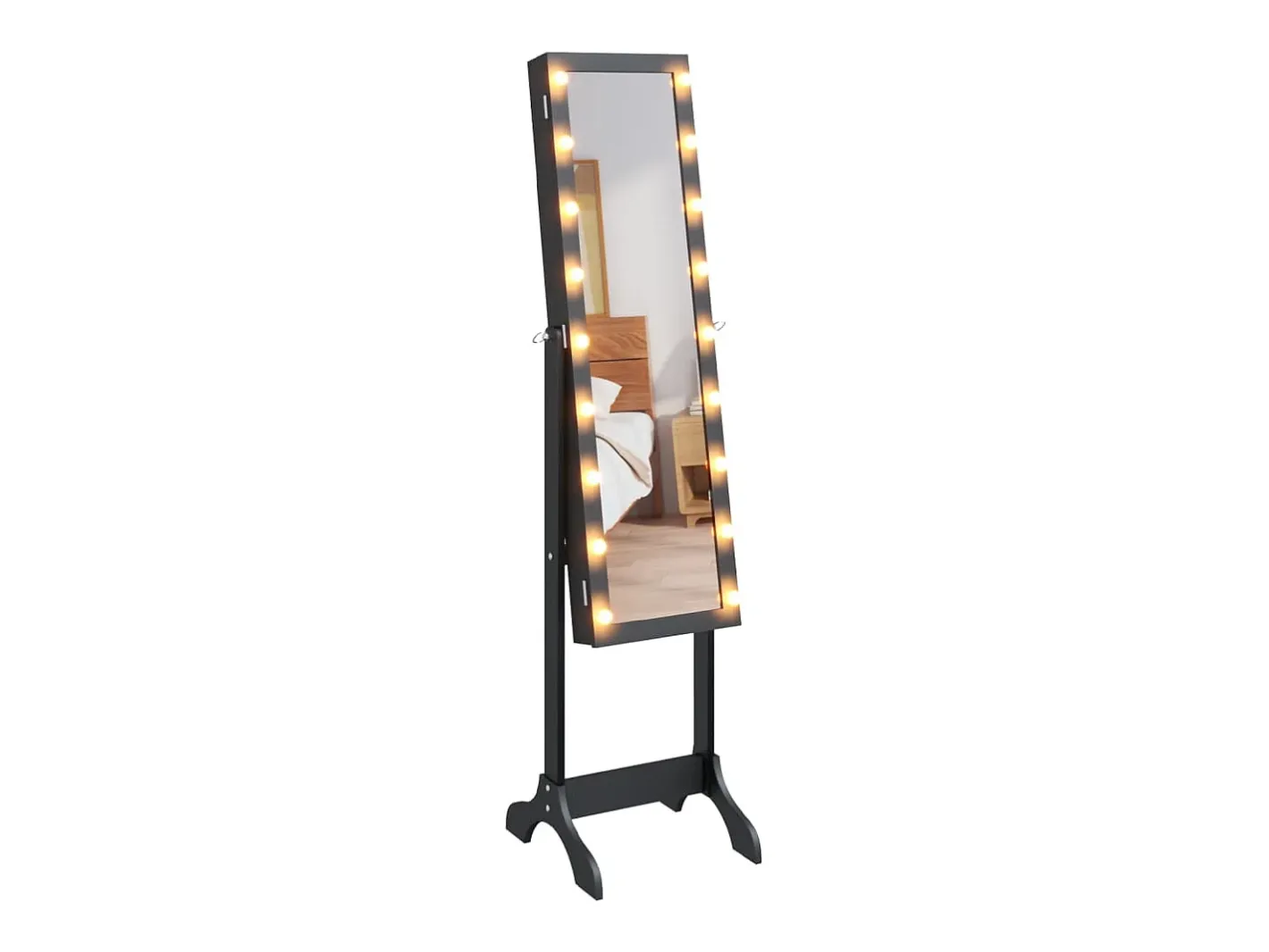 Espejo-Espejo de pie blanco con LED 34x37x146 cm Negro