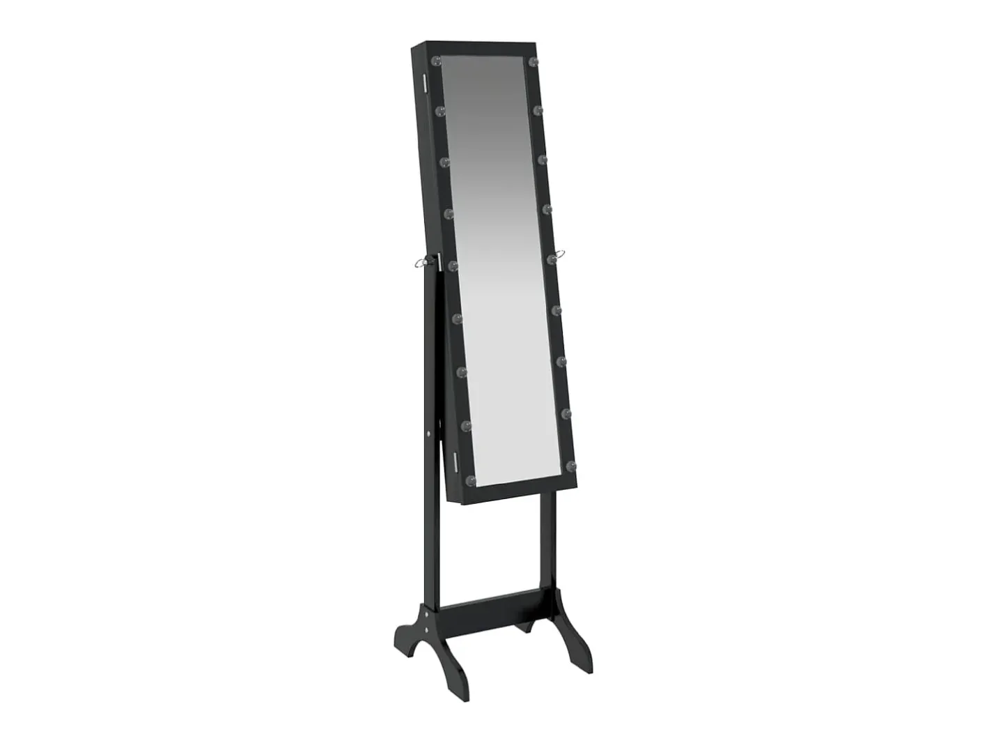 Espejo-Espejo de pie blanco con LED 34x37x146 cm Negro
