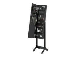 Espejo-Espejo de pie blanco con LED 34x37x146 cm Negro