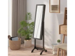 Espejo-Espejo de pie blanco con LED 34x37x146 cm Negro