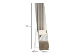 Hot Espejo de pie con marco plegable, espejo de maquillaje estable, para montar en la pared o de pie, madera, (37x43x156 cm) Blanco