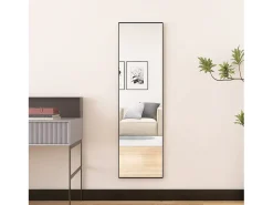 Espejo de pie de 140 x 40 cm, marco de aluminio , espejo de pared moderno para colocar de pie o colgar Negro New