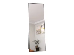 Outlet Espejo de pie de 162 x 53 cm, marco de aluminio , espejo de pared moderno para colocar de pie o colgar Negro