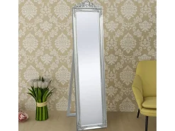 Espejo de pie estilo barroco 160x40 cm Plata Plateado