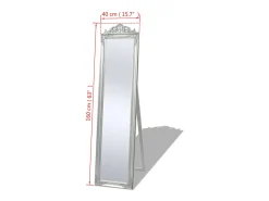 Espejo de pie estilo barroco 160x40 cm Plata Plateado