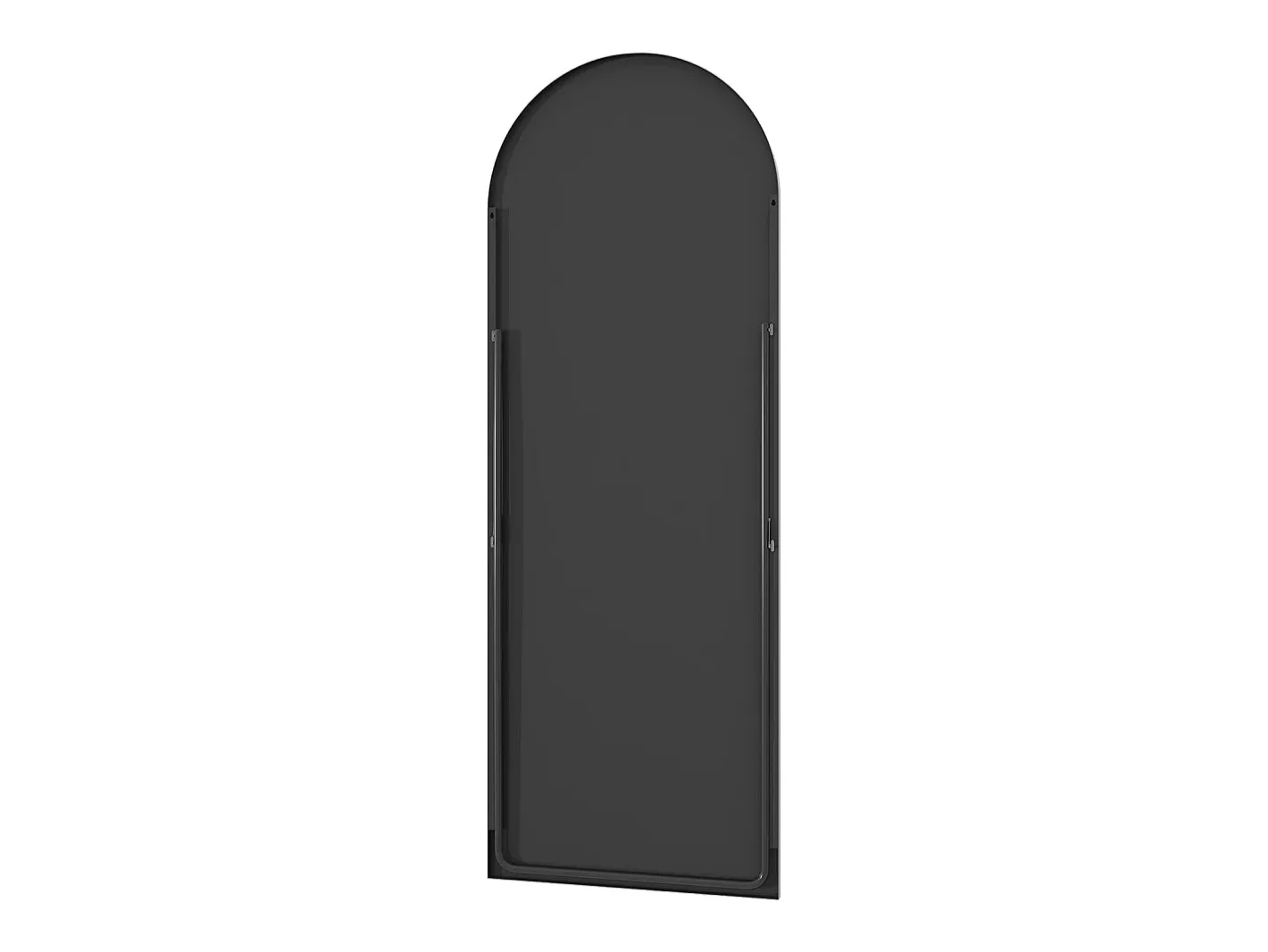 Espejo-Espejo de pie, marco de aluminio con soporte, alto 162 cm, ancho 53 cm, Negro