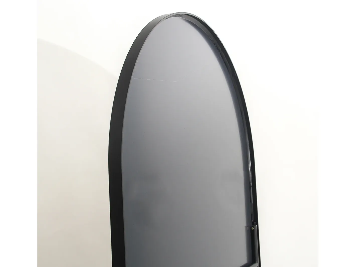 Espejo-Espejo de pie, marco de aluminio con soporte, alto 162 cm, ancho 53 cm, Negro