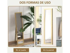 Homcom Espejo de pie Moll cuerpo entero natural 157x37x40 cm Color natural oscuro Hot