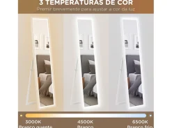 Discount Homcom Espejo de pie Nerpio luz LED ajustable 160x40 cm Blanco