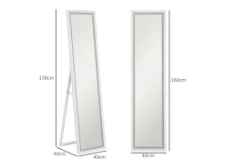 Discount Homcom Espejo de pie Nerpio luz LED ajustable 160x40 cm Blanco