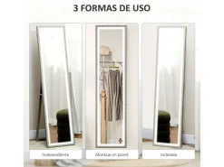 New Homcom Espejo de pie Nerpio luz LED ajustable 160x40 cm Gris