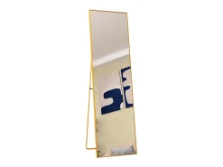 Espejo-Espejo de pie rectangular con marco de metal HD Espejo de pie grande para sala de estar, dormitorio y vestidor Espejo 140x40cm Dorado