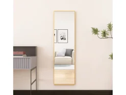 Espejo-Espejo de pie rectangular con marco de metal HD Espejo de pie grande para sala de estar, dormitorio y vestidor Espejo 140x40cm Dorado