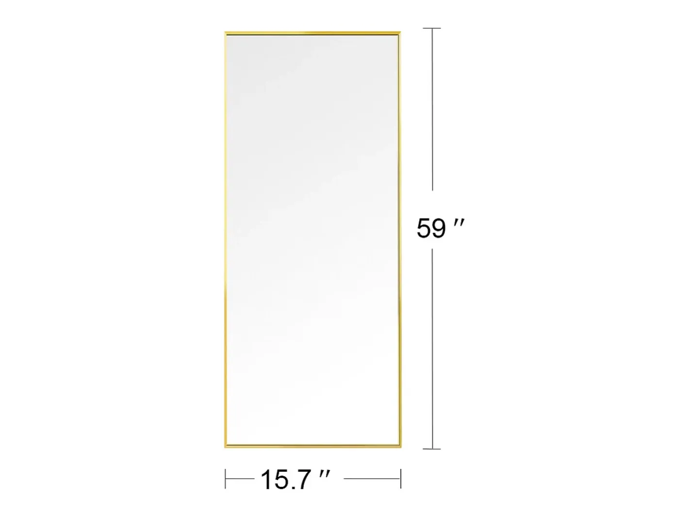 Espejo de pie rectangular con marco de metal HD Espejo de pie grande para sala de estar, dormitorio y vestidor Espejo 150x40cm Dorado Online