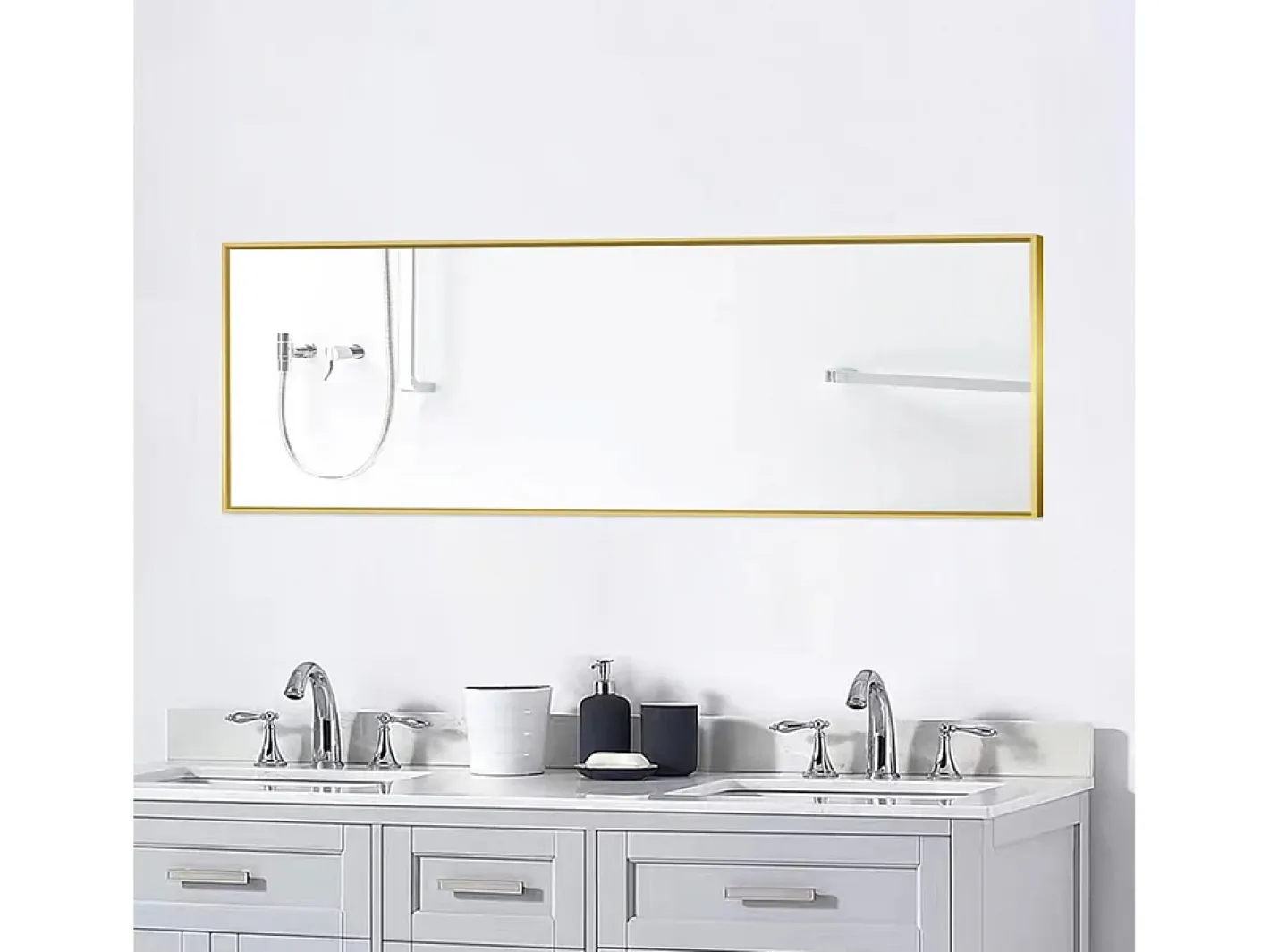 Espejo de pie rectangular con marco de metal HD Espejo de pie grande para sala de estar, dormitorio y vestidor Espejo 150x40cm Dorado Online