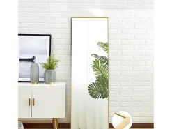 Espejo de pie rectangular con marco de metal HD Espejo de pie grande para sala de estar, dormitorio y vestidor Espejo 150x40cm Dorado Online