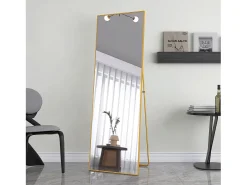 Espejo de pie rectangular con marco de metal HD Espejo de pie grande para sala de estar, dormitorio y vestidor Espejo 165x60cm Dorado Clearance
