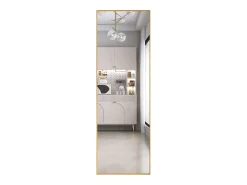 Espejo de pie rectangular con marco de metal HD Espejo de pie grande para sala de estar, dormitorio y vestidor Espejo 165x60cm Dorado Clearance